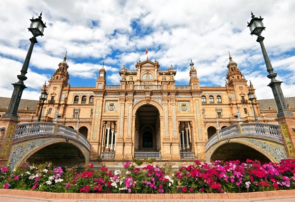 Plaza de Espana in Sevilla at sunset, Andalusia